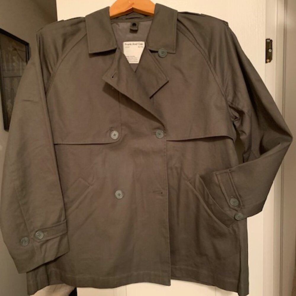 Frank & Oak Olive Green Double-Breasted Trench Coat